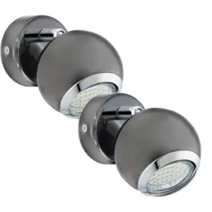 Image of 2 PACK Wall Spot Light Round Colour Nickel Chrome Shade GU10 1x3W Included