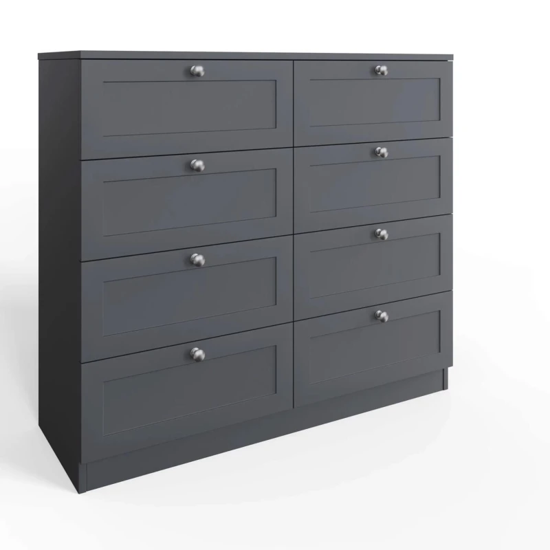Image of FWStyle FWStyle Dark Matt Grey 8 Drawer Chest Of Drawers Grey One Size Unisex 5056413129291
