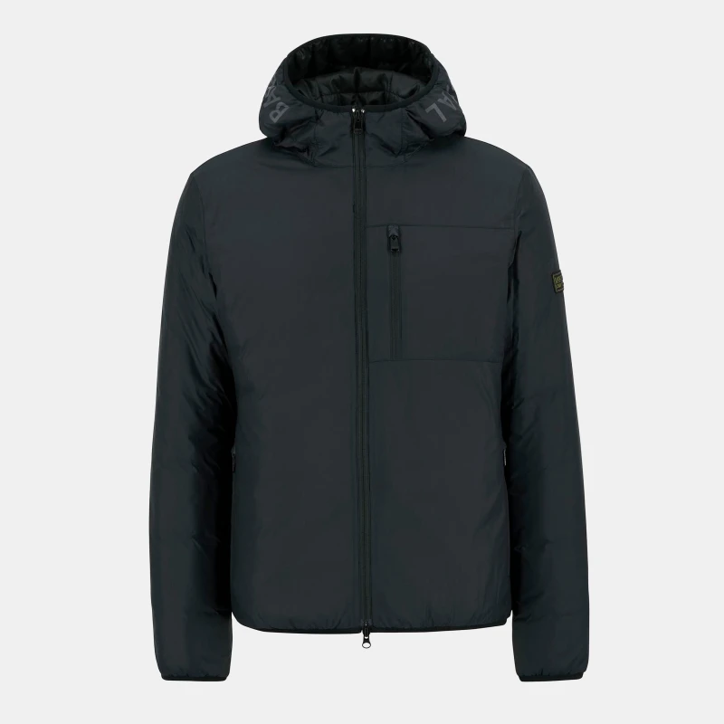 Image of Barbour International Mens Lumley Hooded Long Sleeve Full Zip Quilted Jacket Black BK11 male 2XL