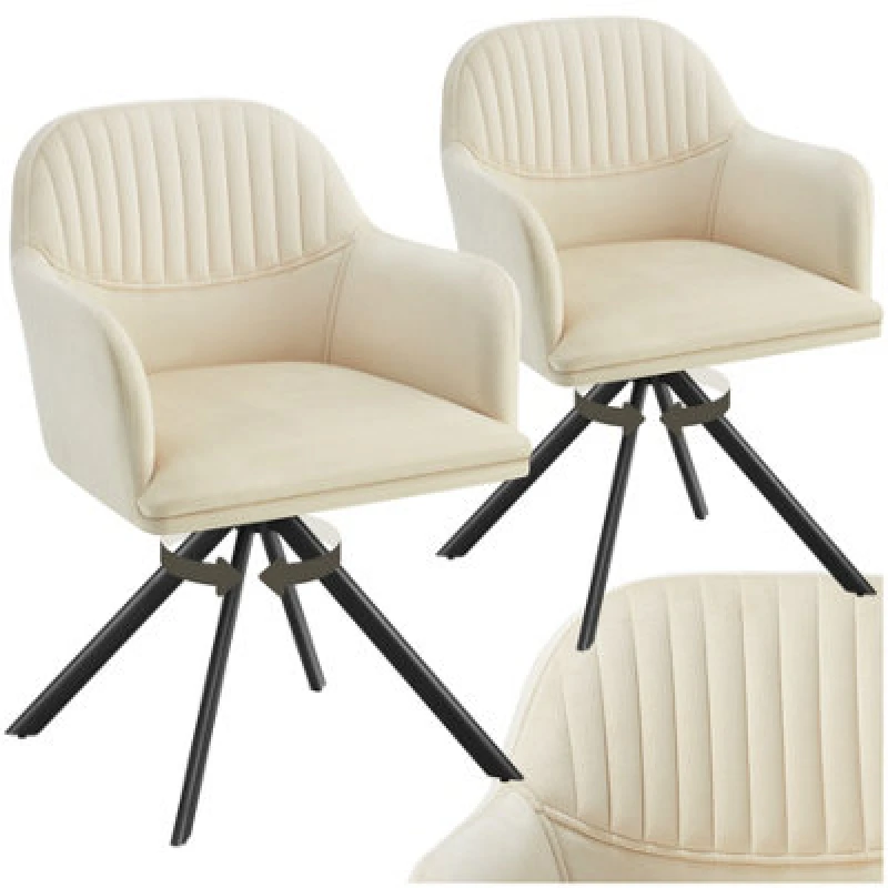 Image of tectake Armchair Lona Set Of 2 - Cream/Black in Cream Size: 2 Pack Cream Unisex 2 Pack