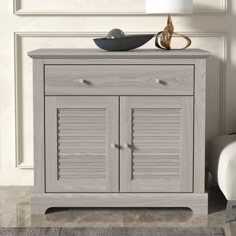 Image of GFW Salcombe Compact Sideboard Warm Grey Oak, Grey SALCSBWGO