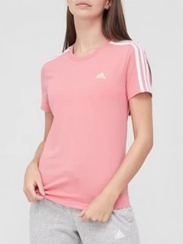 Image of adidas 3 Stripe T-Shirt - Pink, Size XS, Women