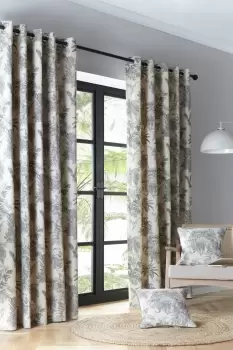Image of 'Saranda' Tropical Print Light Filtering Pair of Eyelet Curtains
