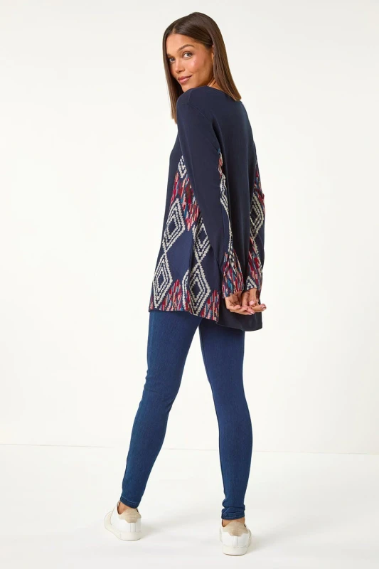 Image of Roman Side Printed Tunic Midnight