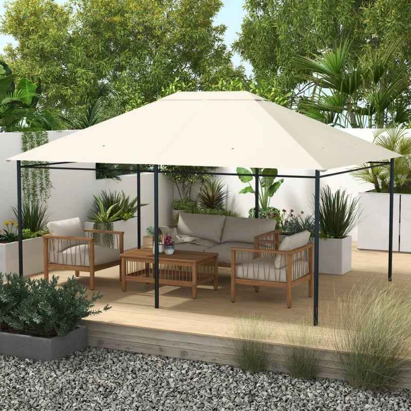 Image of OUTSUNNY 3 x 4m Gazebo Canopy Replacement Gazebo Roof Cover, Cream White Cream Unisex
