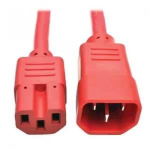Image of Tripp Lite Heavy Duty Computer Power Cord 15A 14 AWG IEC 320 C14 to IEC 320 C15 Red 3 feet