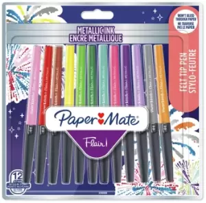 Image of Paper Mate Flair Metallic Felt Tip Pens - Set of 12