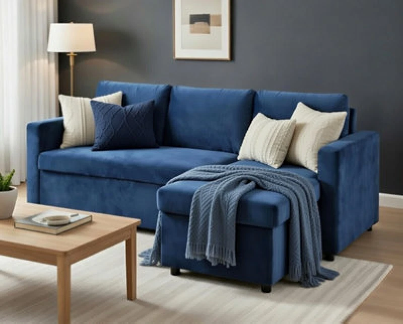 Image of DS Living The Tranquilo 3 Seater Sofa Bed in Navy Navy Unisex