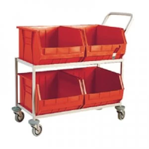 Image of Slingsby Red Mobile Storage Trolley cw 4 Bins 321297