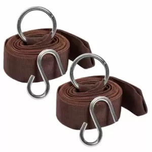 Image of Tectake Universal 320cm Mounting Strap Set To Attach Hammocks To Trees Brown