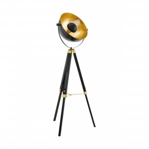 Image of EGLO ES/E27 Tripod Floor Lamp Black/Copper - 49618