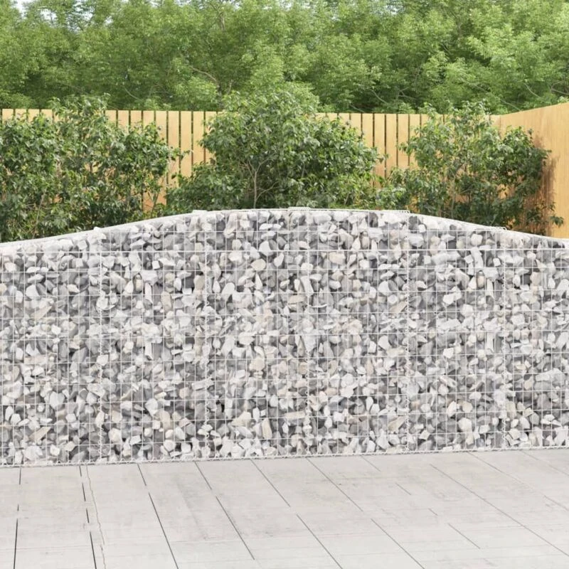Image of vidaXL Arched Gabion Baskets 5 pcs 400x50x100/120cm Galvanised Iron, Silver 3145959