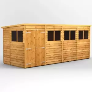 Image of 16x6 Power Overlap Pent Double Door Garden Shed