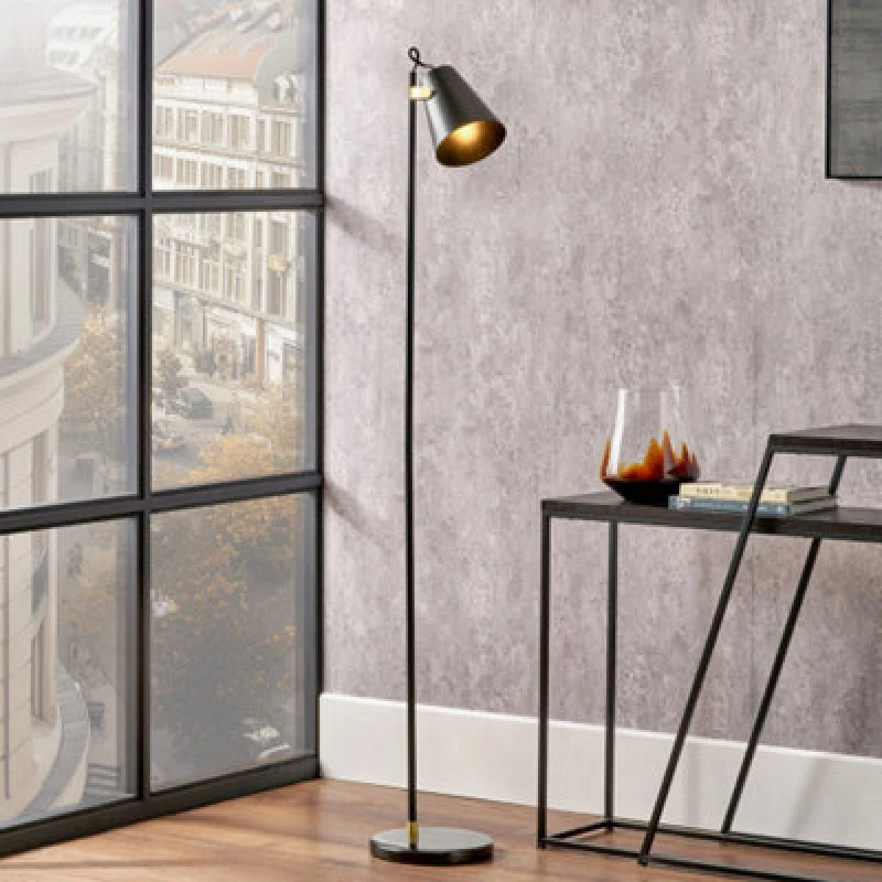 Image of Pacific Lifestyle Black And Brushed Brass Task Floor Lamp