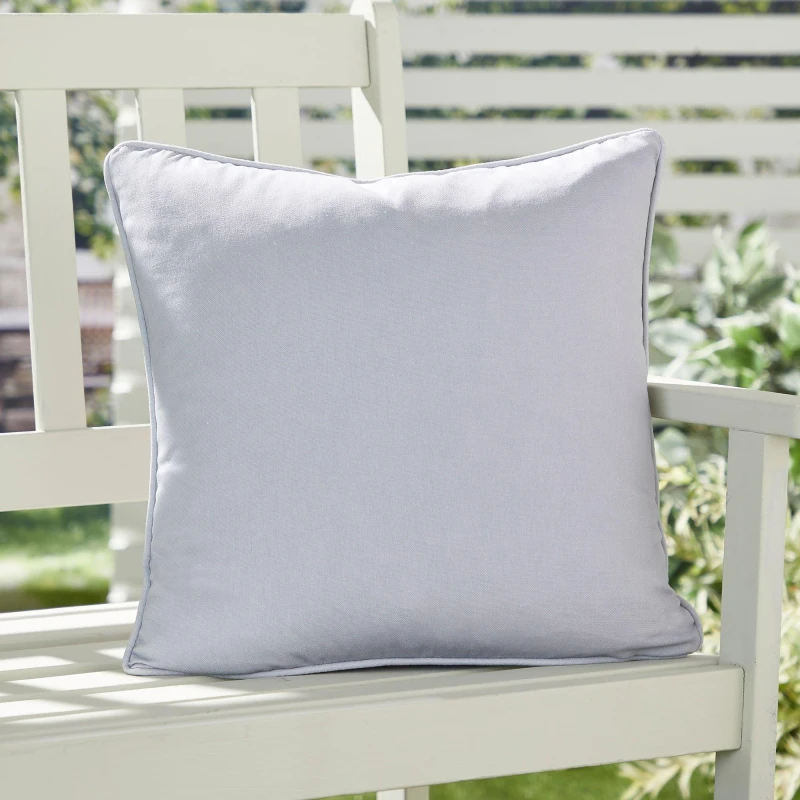 Image of Fusion 'Plain Dye' Water & UV Resistant Filled Cushion Silver