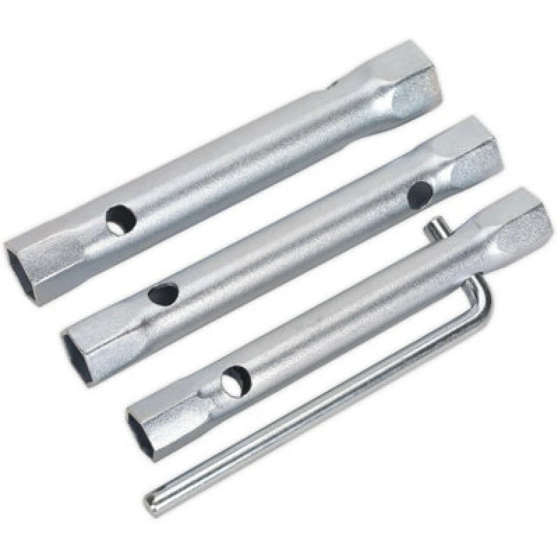 Image of Loops 3 Piece Double Ended Long Reach Spark Plug Spanner Set - L-Bar - Storage Pouch Multi