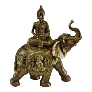 Image of Large Jewelled Buddha On Elephant Ornament