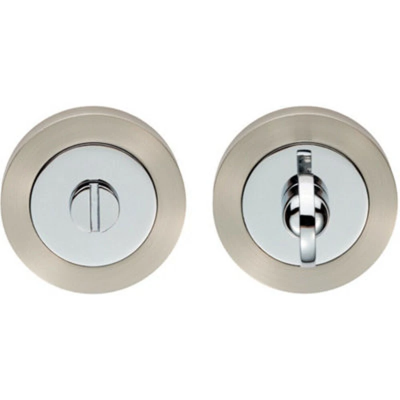Image of Loops Thumbturn Lock and Release Handle 50mm Diameter Round Rose Nickel & Chrome Metallics unisex