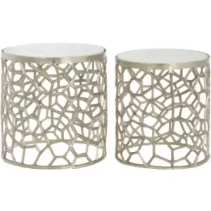 Image of Templar Nickel / Marble Side Tables - Premier Housewares