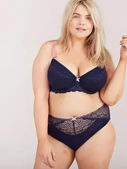 Image of Oola Spot And Lace High Waist Brief - Navy, Size 22-24, Women