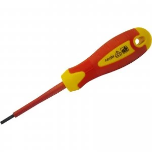 Image of Faithfull VDE Insulated Soft Grip Slotted Screwdriver 5.5mm 125mm