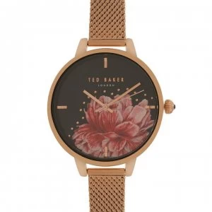 Image of Ted Baker Floral Mesh Watch - Rose gold
