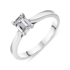Image of Platinum 0.64ct Diamond Emerald Cut Solitaire Ring
