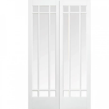 Image of LPD Manhattan White Primed Glazed Internal Door Pair - 1981mm x 1066mm (78 inch x 42 inch)