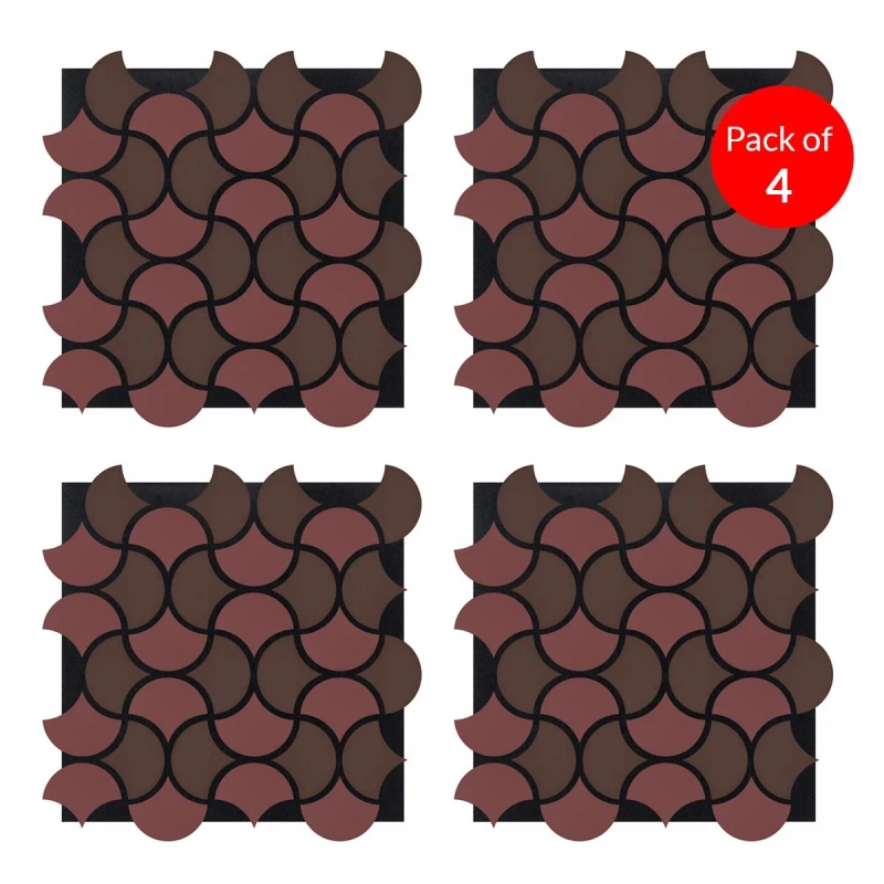 Image of ENER-J Wave Arc Design Acoustic Wall Panel Soundproof PET MDF (Pack of 4) in Dark Brown Dark Brown Unisex