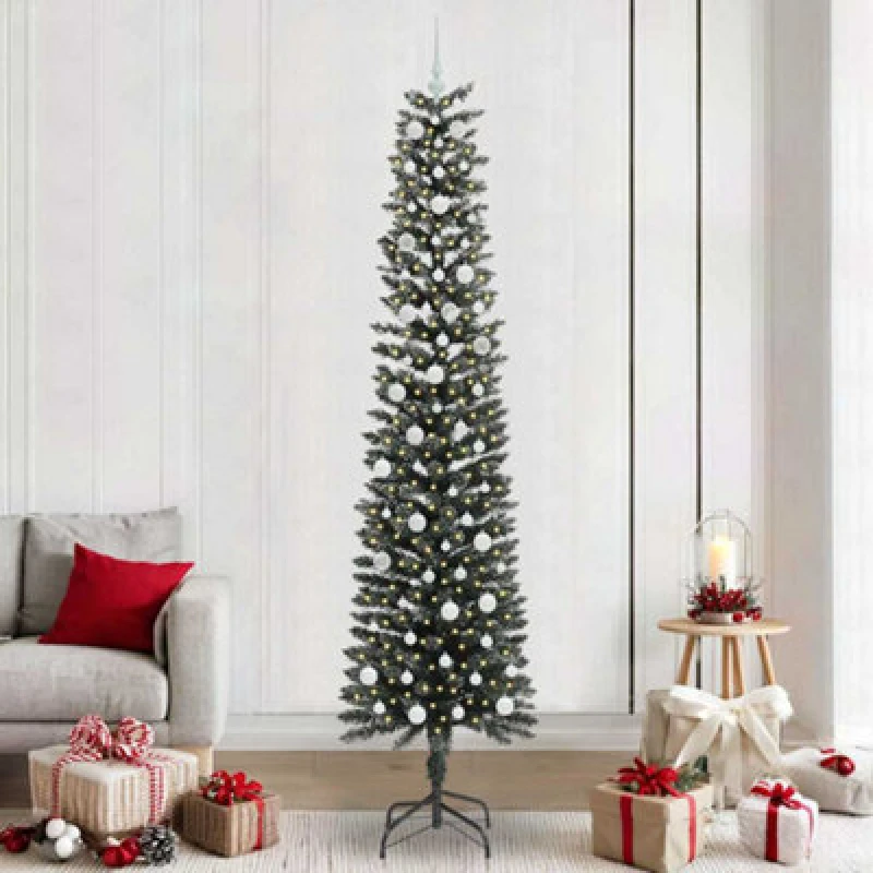 Image of vidaXL Artificial Christmas Tree with 300 LEDs, White Balls Green 58 x 58 x 240 cm, Green 3395967
