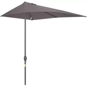 Image of Outsunny - 3m Garden Half Round Umbrella Balcony Parasol Aluminum Grey