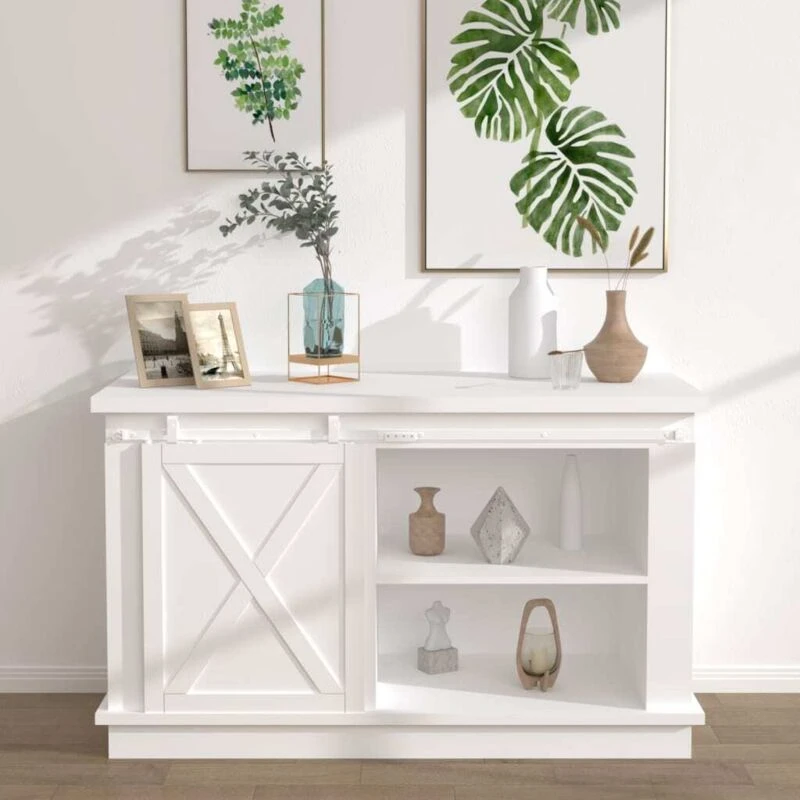 Image of VIDAXL Mini Sliding Cabinet Door Kit Carbon Steel White 122cm Vidaxl 8720286854280