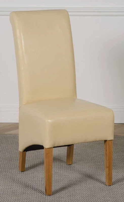 Image of Thats Furniture Montana Leather Dining Chairs for Dining Room or Kitchen in Cream Cream Unisex