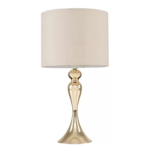 Image of Faulkner Gold Table Lamp with Beige Drum Shade