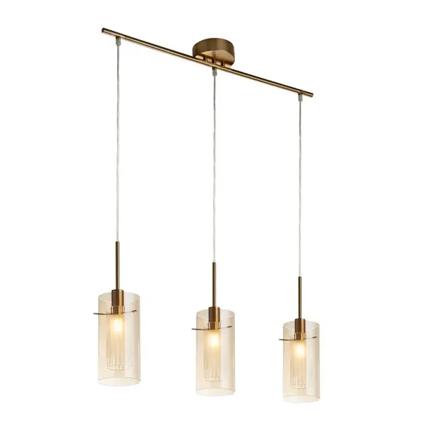 Image of Searchlight Searchlight Duo III Champagne Glass 3 Light Bar Ceiling Pendant Light - Bronze