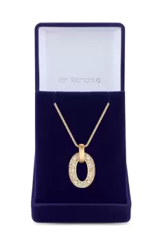 Image of Gold Plated Micro Pave And Polished Open Pendant Necklace - Gift Boxed