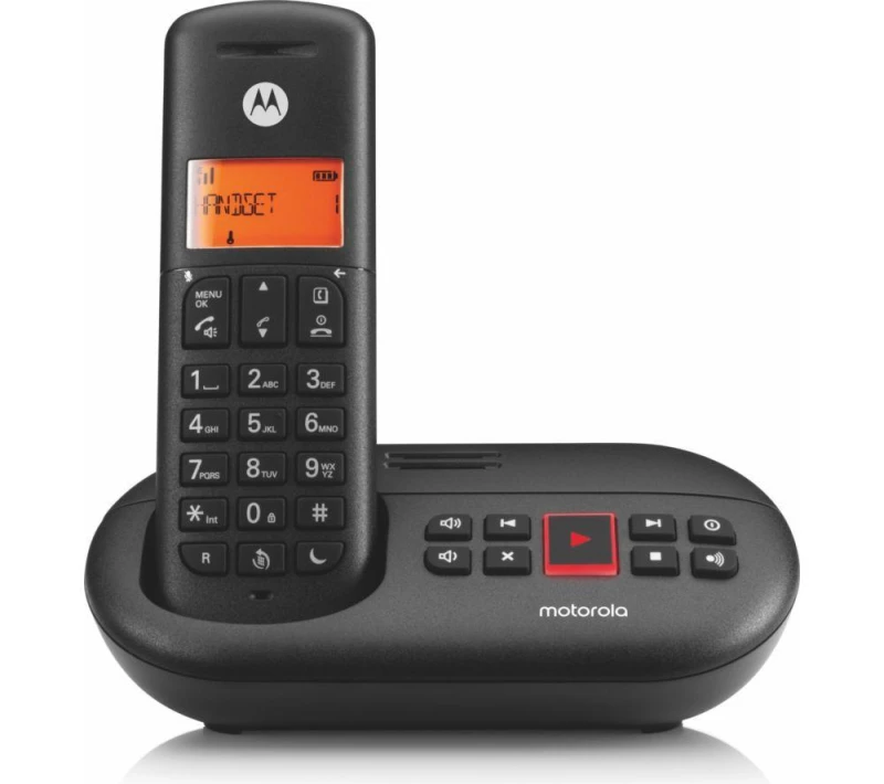 Image of MOTOROLA E211 Cordless Phone - Single Handsets, Black 5055374716960