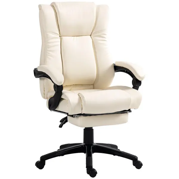 Image of Executive Home Office Chair PU Leather Desk Chair with Foot Rest