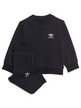 Image of Boys, adidas Originals Infant Unisex Essentials Crew & Pant Set - Black, Size 3-6 Months