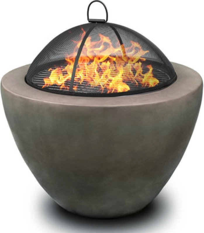 Image of Centurion Supports Fireology Diablo Dark Grey Contemporary Garden Fire Pit Brazier And Barbecue Fully Assembled