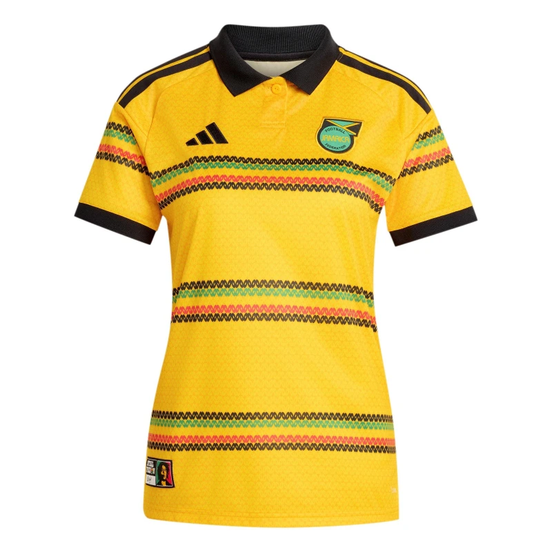 Image of adidas Womens Jamaica Home Shirt 2026 Gold/Green female 10 (S)
