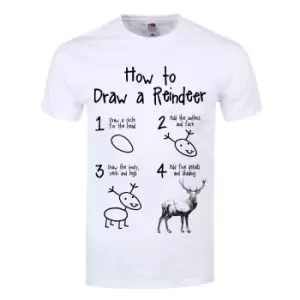 Image of Grindstore Mens How To Draw A Reindeer T Shirt (S) (White)