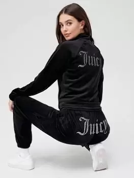 Image of Juicy Couture Juicy Diamante Back Velour Track Top - Black