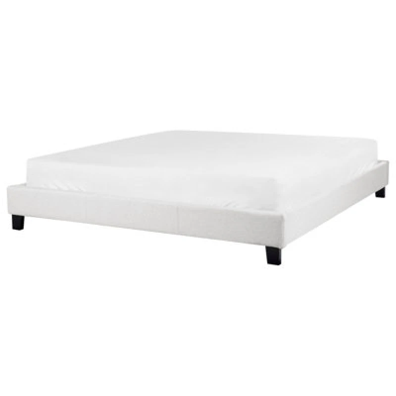 Image of Beliani Bed Without Headboard Fabric Roanne 180 X 200 Cm (Eu Super King) Light Grey