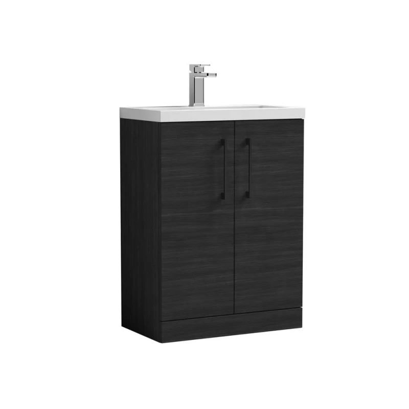 Image of Balterley Bathroom Vanity Basin Unit, Black Handles, 600mm, Wood Black Unisex