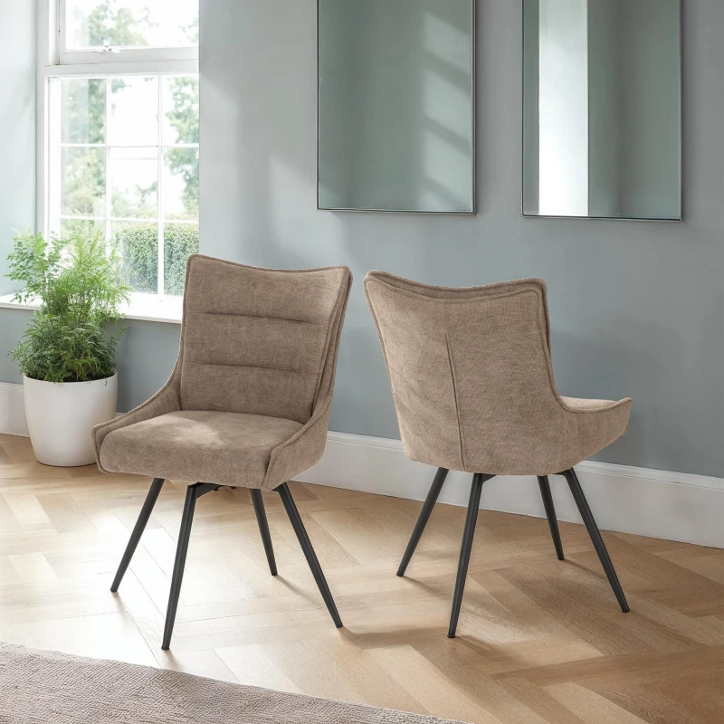 Image of Seconique Lewis Swivel Dining Chair in Fawn Fawn Unisex