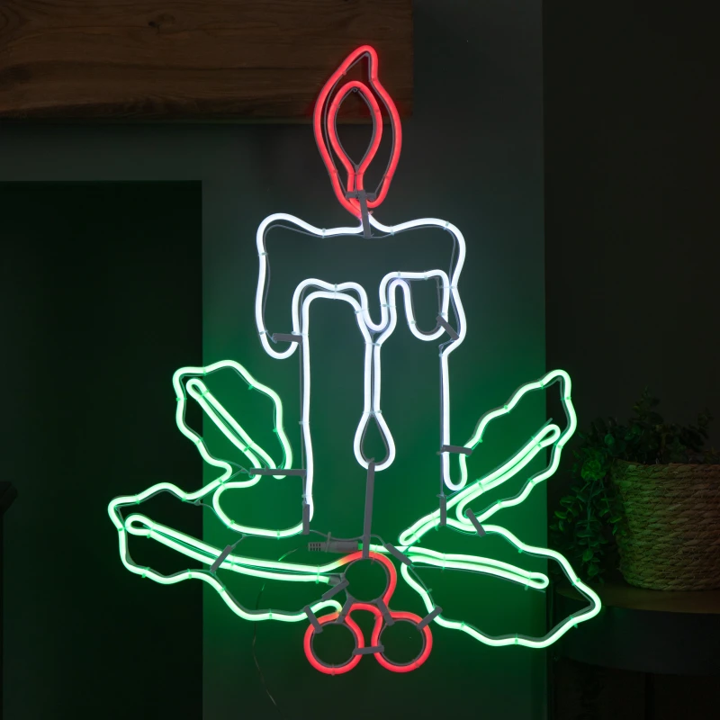 Image of 72cm Light up Neon Flex Effect Christmas Candle Decoration with Multi-Coloured LEDs