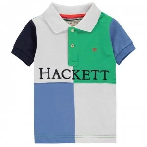 Image of Hackett Hackett Boys Quad Panel Cotton Short Sleeved Polo Shirt - 6AM Green/Blue