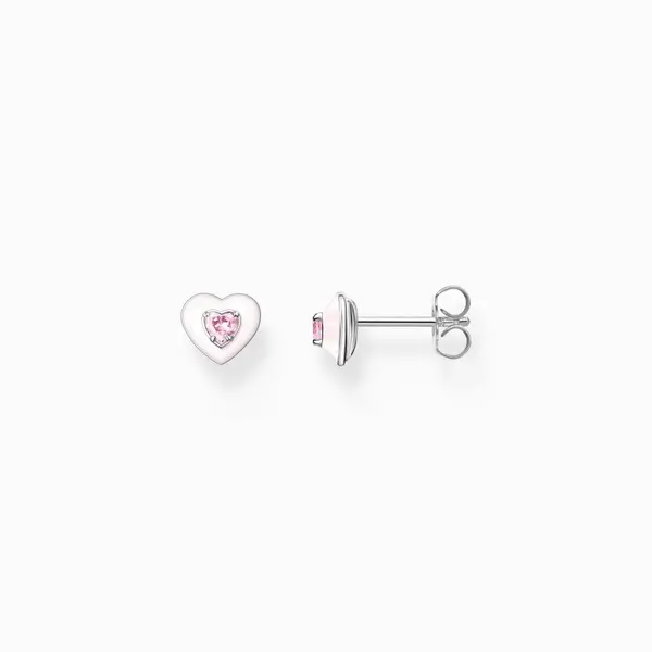 Image of Thomas Sabo Charm Club Charming Charming Heart With Pink Stone Ear Stu