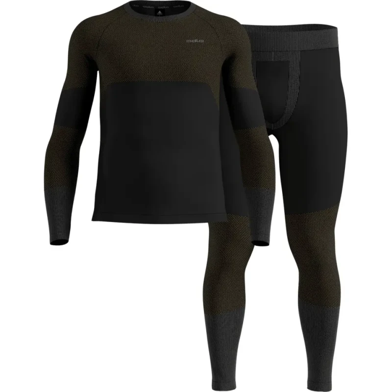 Image of Set of base layer top and leggings Odlo Fundamentals Performance Warm Noir Male L